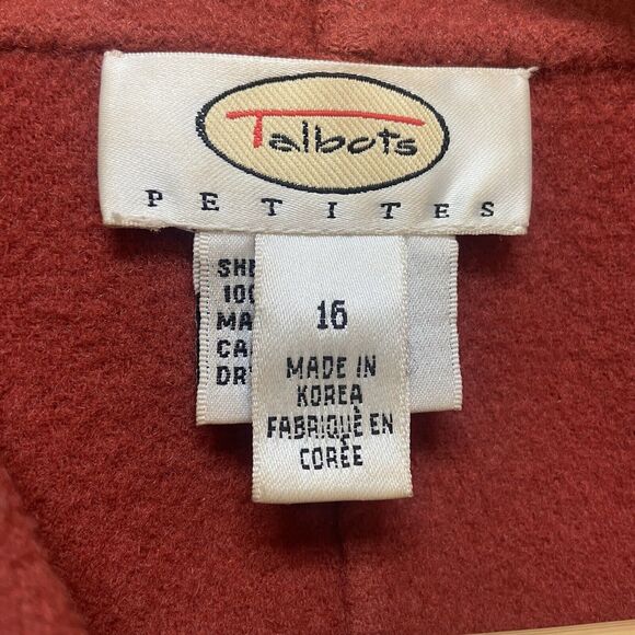 TALBOTS Jacket Coat Size 16 Petites 100% Wool Orange Button Front Blazer - Picture 2 of 11